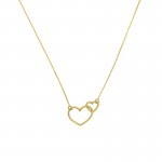 14K Yellow Gold Interwoven Hearts Necklace