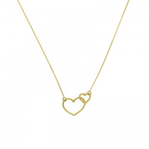 14K Yellow Gold Interwoven Hearts Necklace