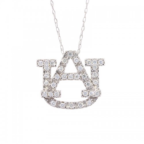 Medium 14k White Gold Diamond AU Pendant