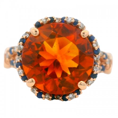Orange and Blue Spirit Ring in Rose Gold