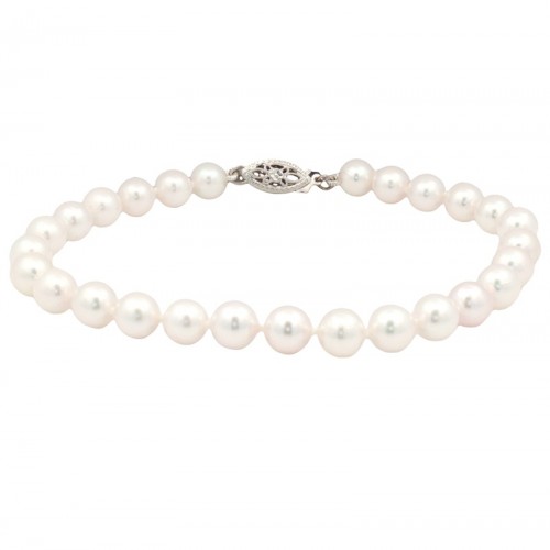 6-6.5mm Akoya Pearl Bracelet with 14K White Gold