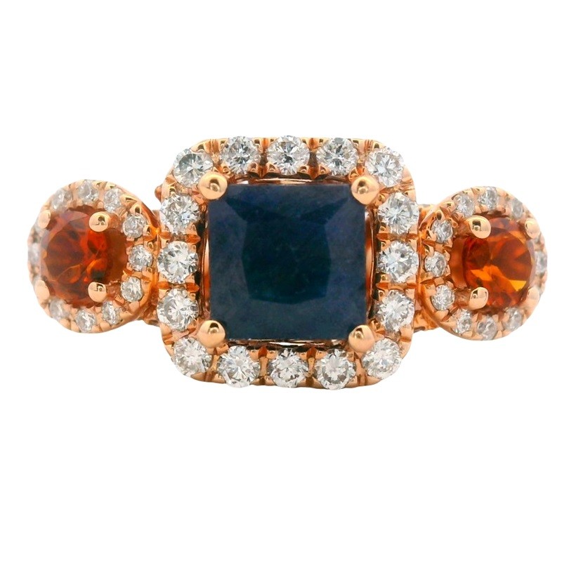 Auburn Tigers Ring with Diamonds in Rose Gold