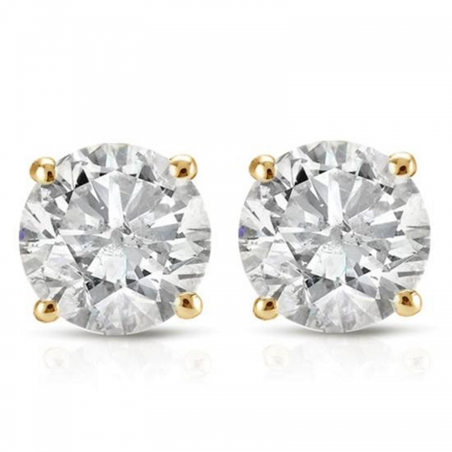 0.75 Carat Diamond Studs in 14K Yellow Gold