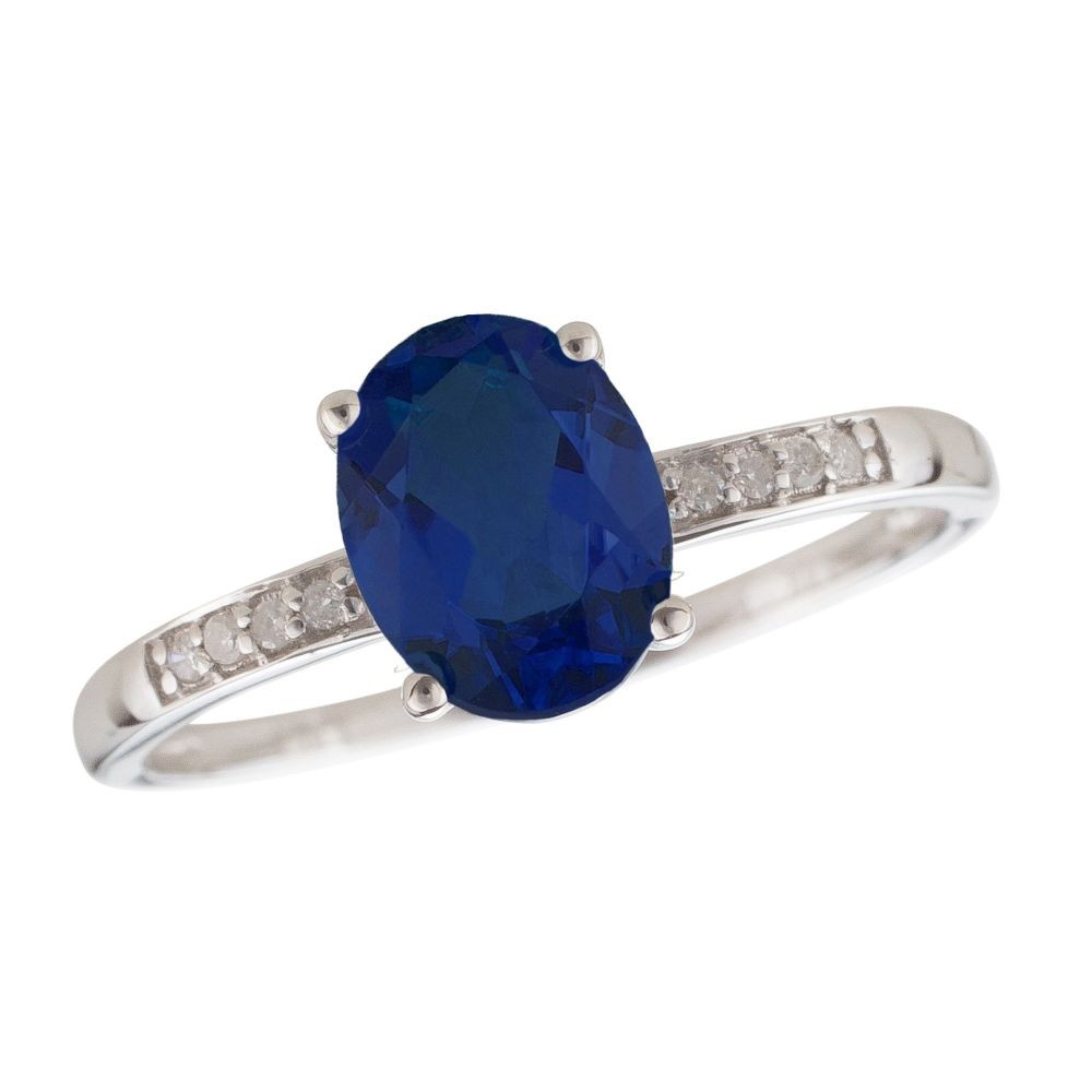 14W Oval Sapphire and Diamond September Birthstone Ring