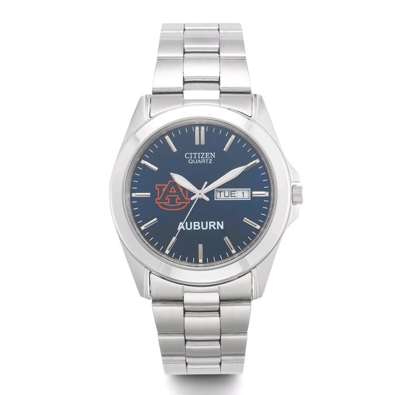 39mm Stainless Steel Watch with Blue Dial and Orange AU Logo