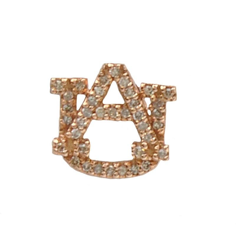 Small Diamond AU Pendant in 14K Rose Gold