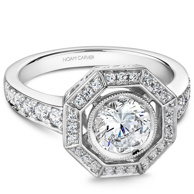 Bezel-Set Engagement Ring With Halo