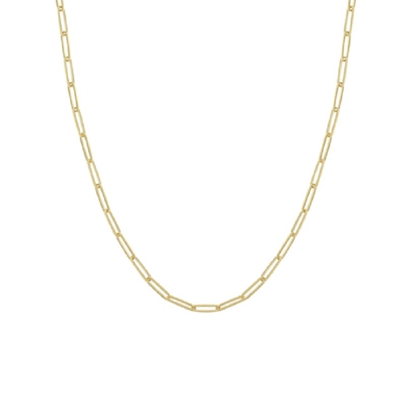 14K YELLOW GOLD PAPER CLIP NECKLACE, 24