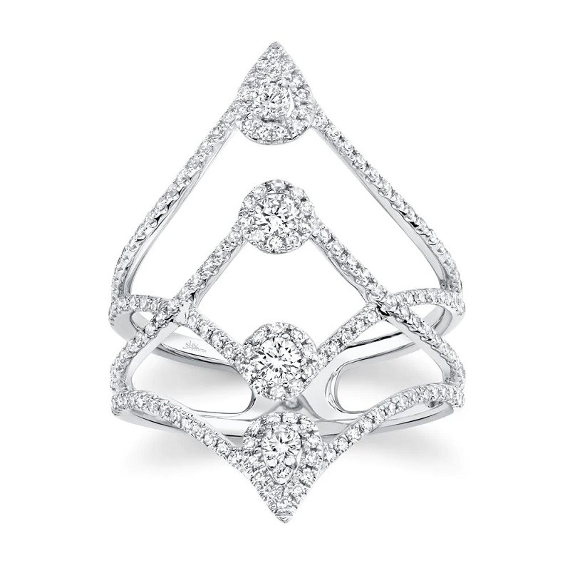 14K White Gold Diamond Open Fashion Ring
