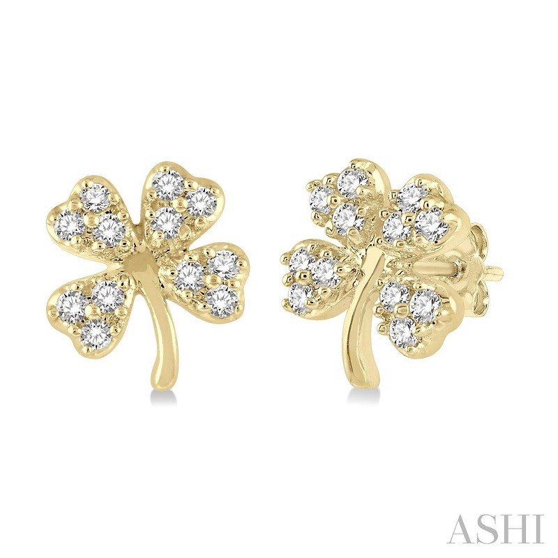 Ashi 1/10 CTW Clover Diamond Earrings