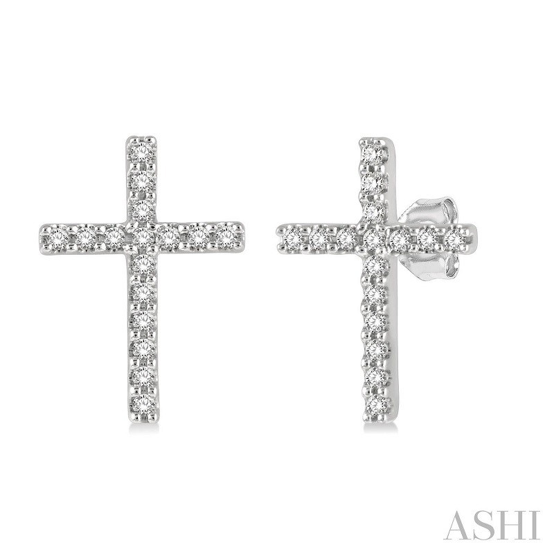 Ashi 1 /10 CTW Cross Diamond Earrings