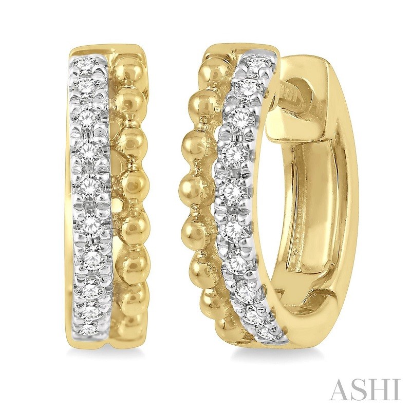 Ashi 1/10 CTW Bead Diamond Huggie Earrings