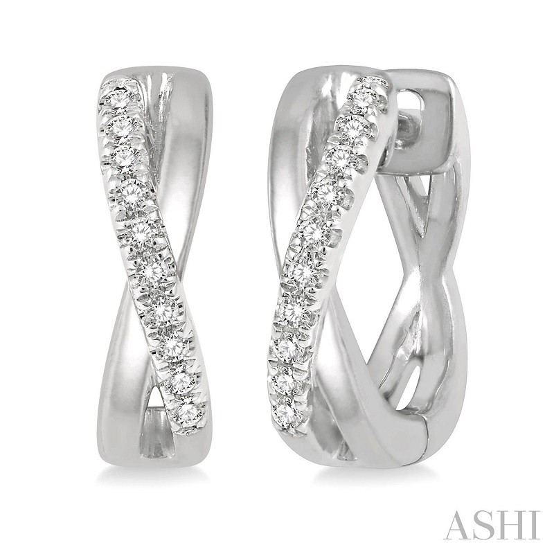 Ashi 1/10 CTW Intersecting Diamond Huggie Earrings