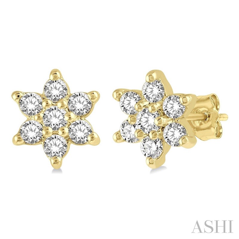 Ashi 1/6 CTW Flower Diamond Earrings