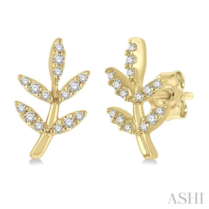 Ashi 1/8 CTW Leaf Diamond Earrings