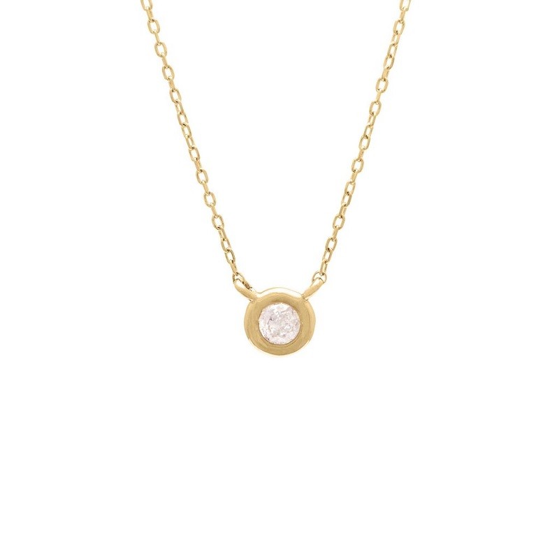 Large Diamond Bezel Necklace in Yellow Gold