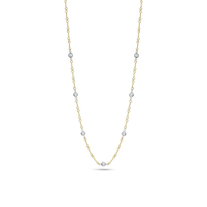 Roberto Coin 18K Dogbone Chain Necklace with Diamond Stations
