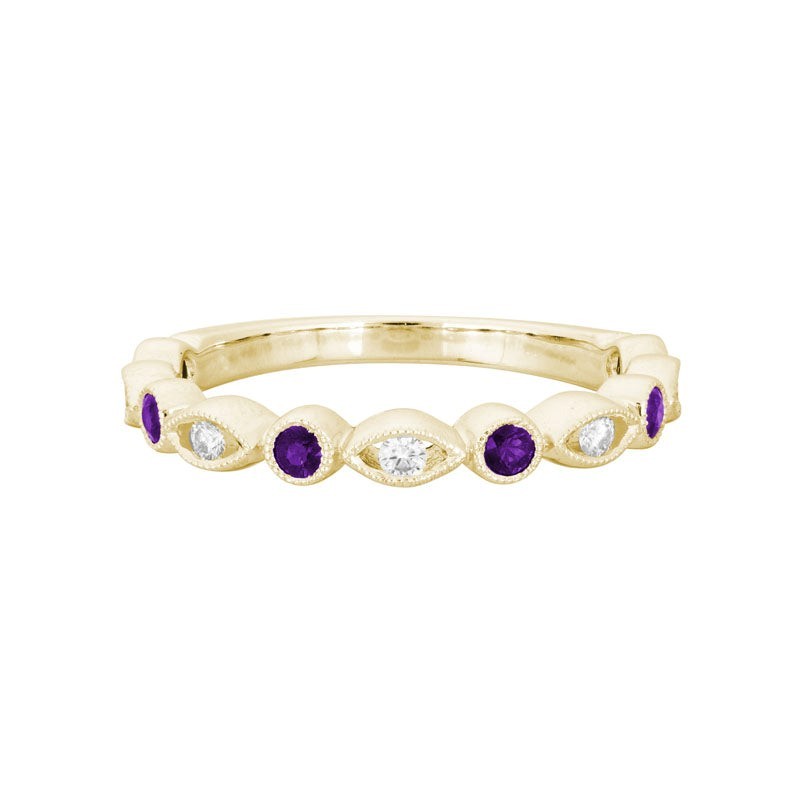 Amethyst and Diamond Stacking Band