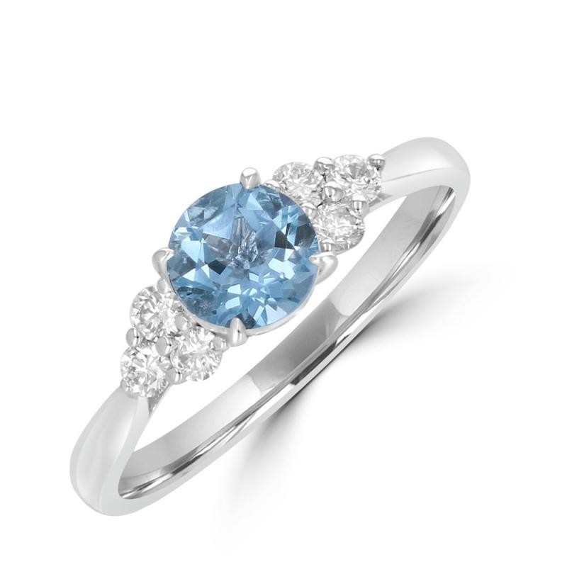 Accented Aquamarine and Diamond Ring