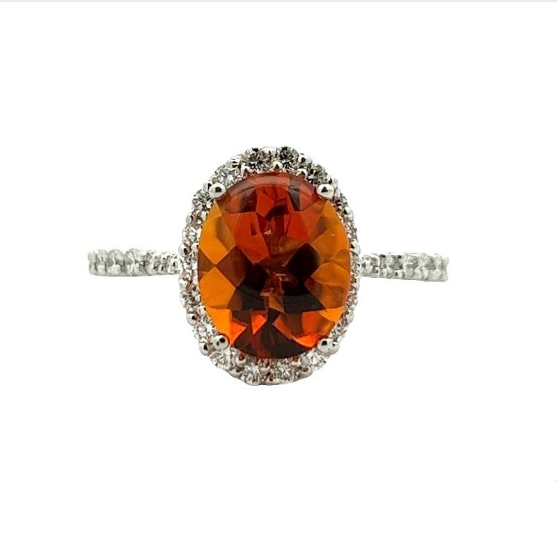 Oval Citrine Ring with Halo