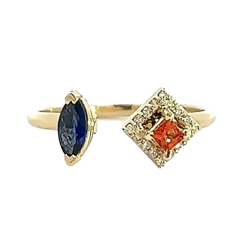 Open Sapphire Spirit Ring with Halo