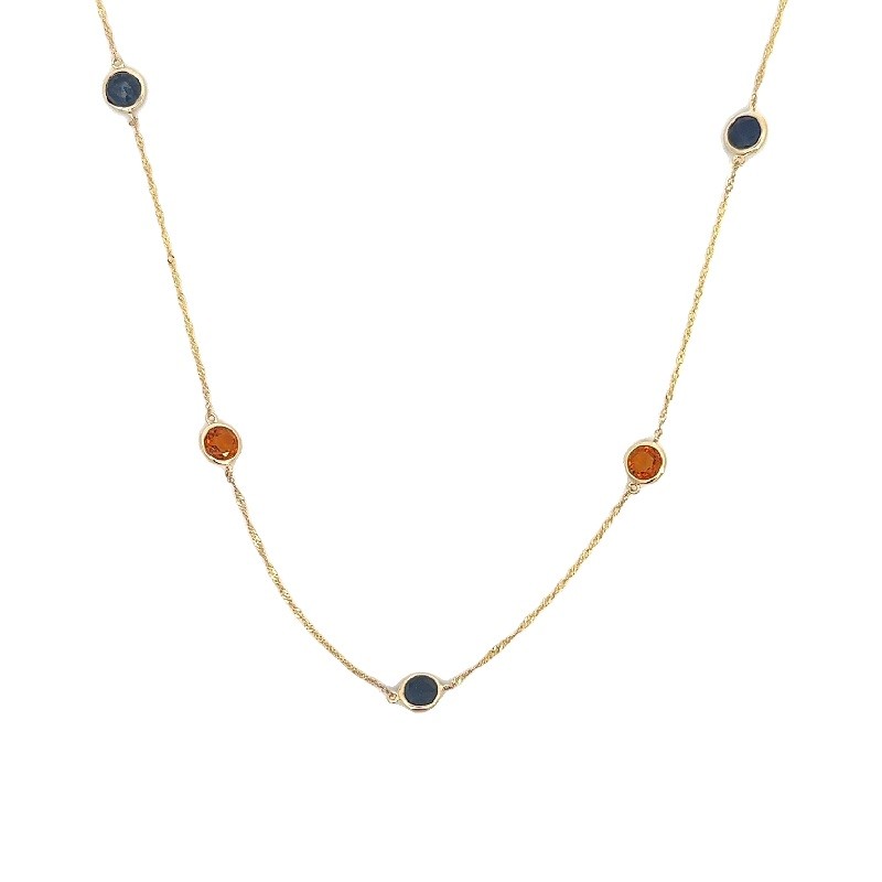 Sapphire and Citrine 5 Station Necklace