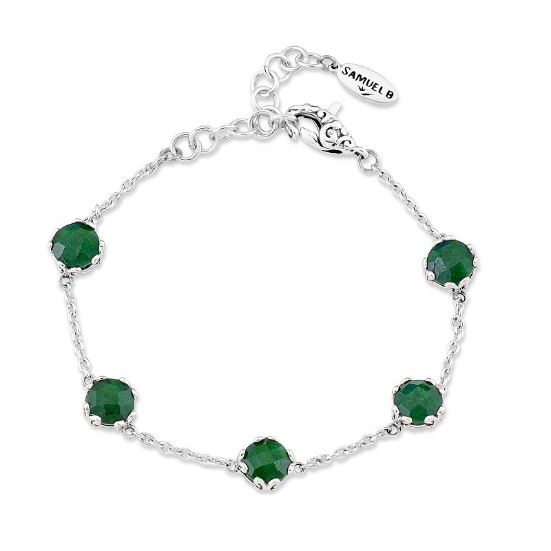 Sterling Silver Emerald Station Bracelet