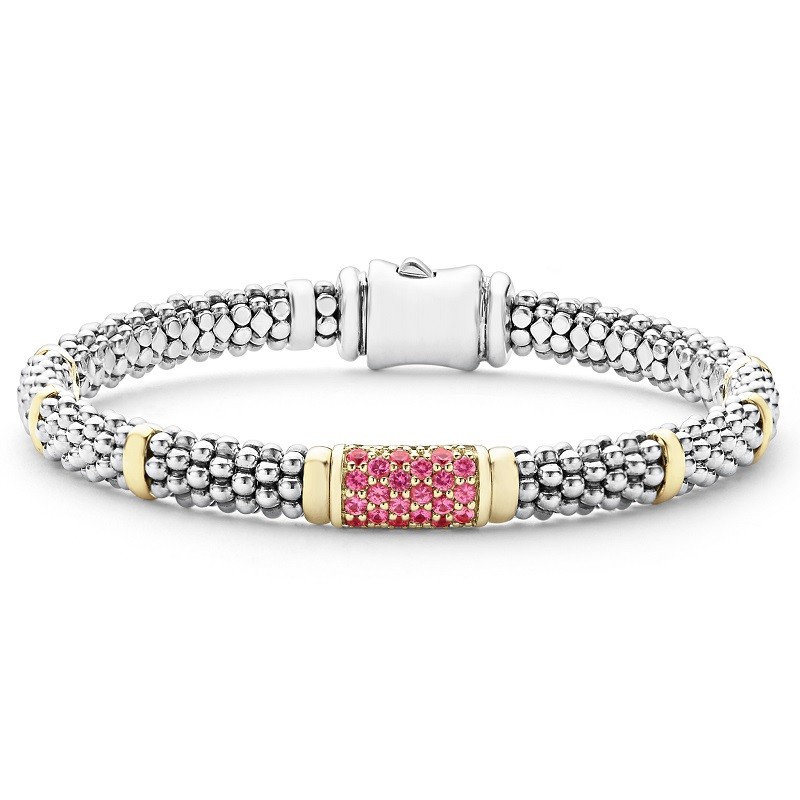 Lagos Signature Caviar 6mm Pink Sapphire Bracelet