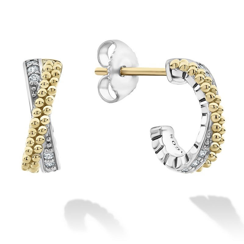 Lagos Small Gold Caviar X Diamond Earrings