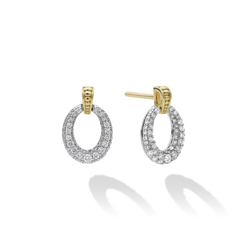 Lagos Caviar Lux 18K Gold Oval Drop Diamond Earring