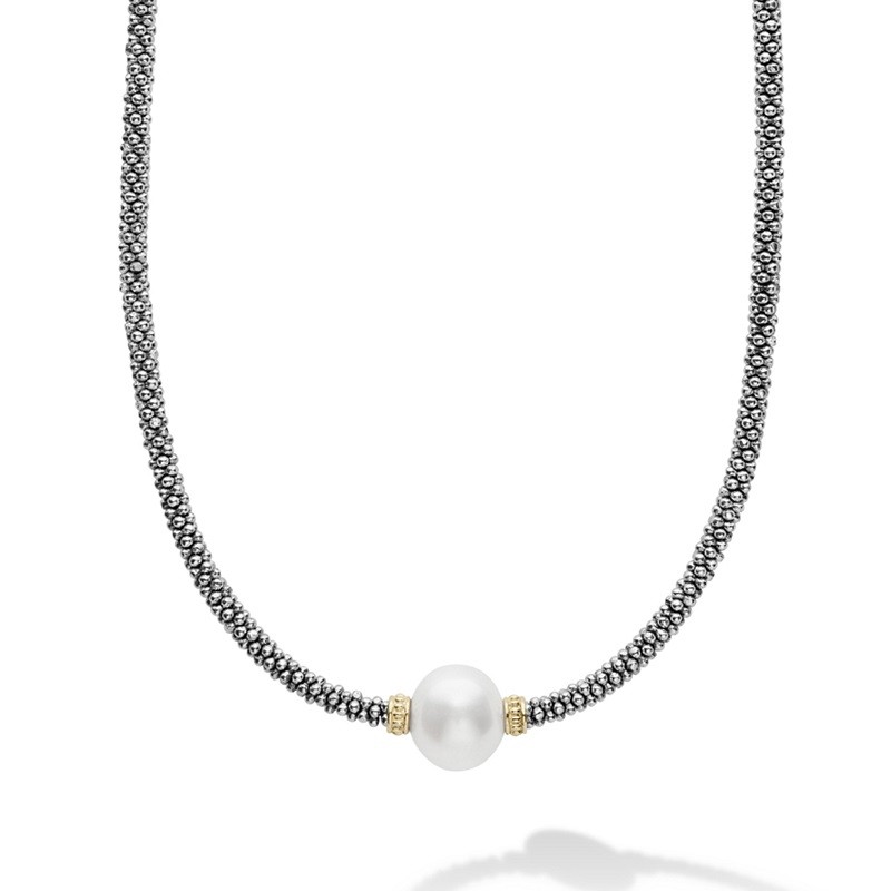 Lagos Single Pearl Caviar Beaded Necklace