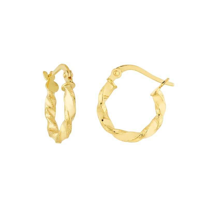 Twisted 10K Yellow Gold Mini Hoops