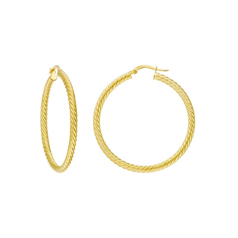 40mm Rope Twist Hoops in 14K Yellow Gold