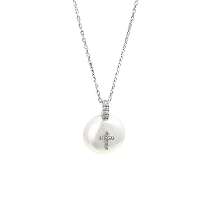 Micropavé Pearl Necklace in Sterling Silver
