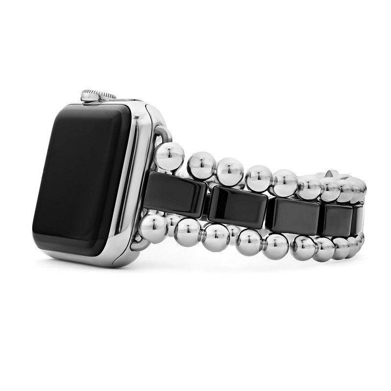 Lagos Black Ceramic and Stainless Steel Watch Bracelet 38-44mm
