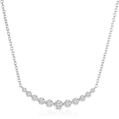 Curved Diamond Bar Necklace in 14K White Gold