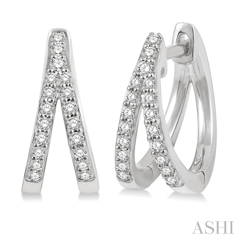 Ashi 1/5 CTW Split Diamond Huggie Earrings