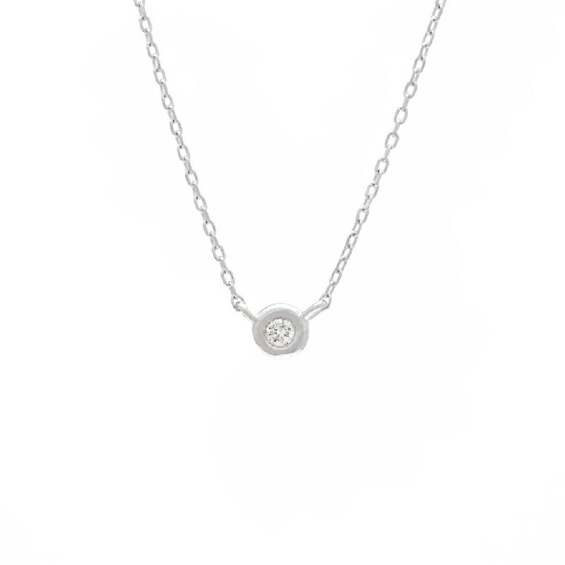 Small Diamond Bezel Necklace in White Gold