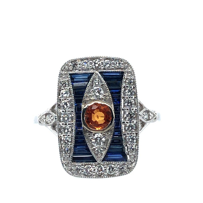 Orange and Blue Sapphire Spirit Ring
