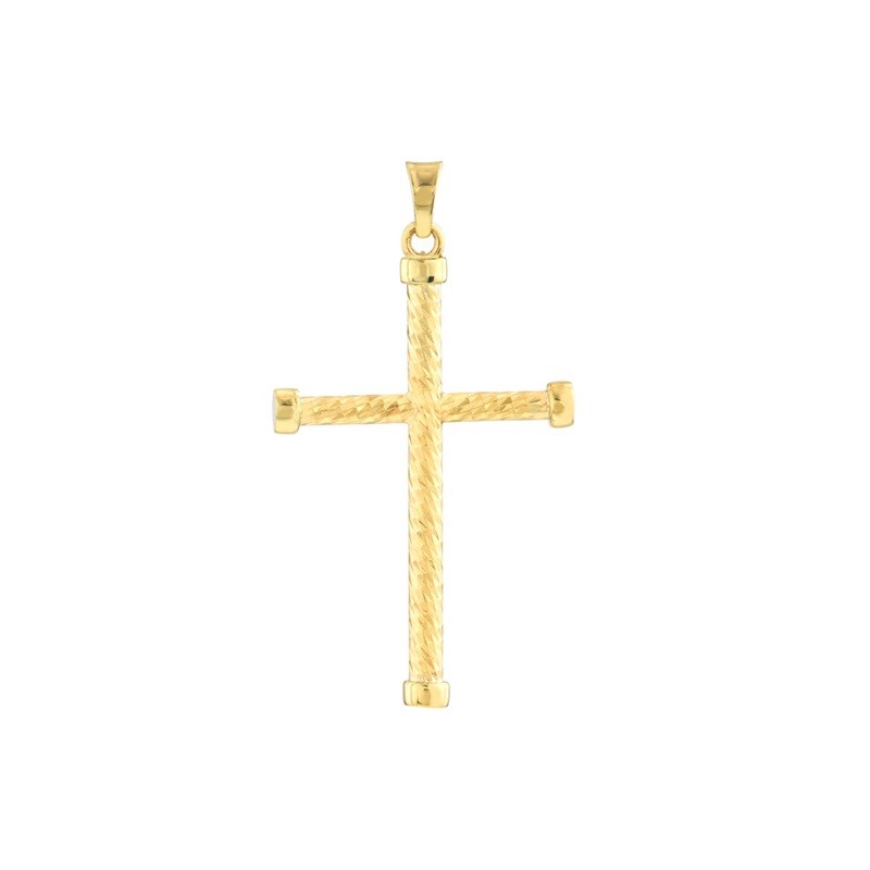 19mm Twisted Cross Pendant in 10K Yellow Gold