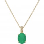 14Y Oval Emerald and Diamond May Birthstone Pendant