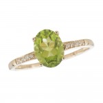 14Y Oval Peridot and Diamond August Birthstone Ring