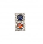 14k White Gold Pendant with Diamonds and Orange and Blue Sapphires