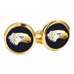Eagle Head Round Gold Cufflinks