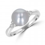 8-8.5mm Pearl and Diamond Ring