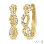 Ashi 1/10 CTW Twisted Diamond Huggie Earrings