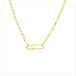 14K YELLOW GOLD PAPER CLIP NECKLACE WITH DIAMOND