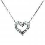14K White Gold Diamond Heart Necklace