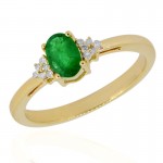 14Y  Oval Emerald and Diamond Ring