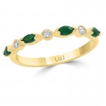 14Y  Emerald and Diamond Stackable Ring